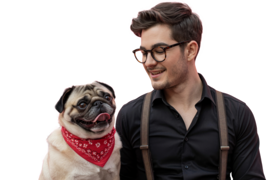 man and his pug, a canine companion's joy