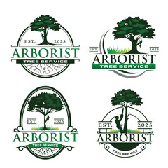 Arborist Tree tools logo. Tree Cutting logo bundle template.