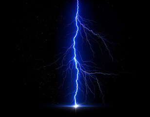 Blue lightning bolt glowing neon effect on black background