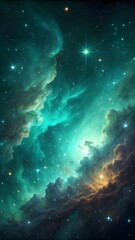 Beautiful Cosmic Nebula With Bright Stars And Colorful Space Clouds Perfect For Astronomy Universe And Galaxy Art
