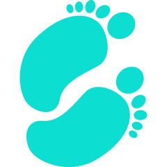 Two Cyan Footprints Forming A Circle On A Transparent Background Simple Graphic Element For Childrens Themes
