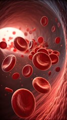 Red Blood Cells Flowing Inside Human Vein Medical Concept Illustrating Circulatory System And Health Biology