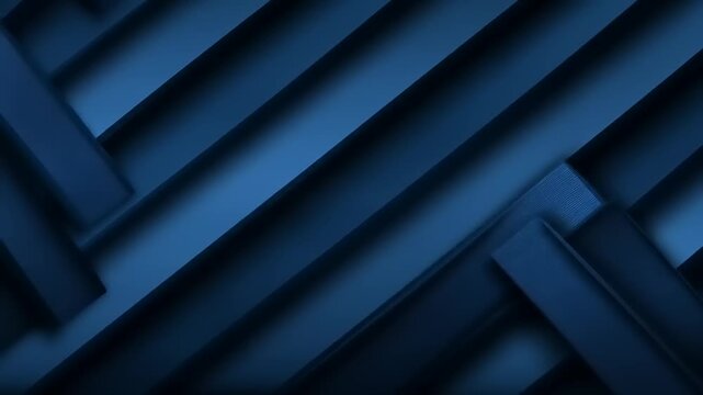 Geometric abstract with layered blue shapes, angled lines creating shadows and depth