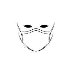 Vector art of closeup illustration of a face wearing a protective mask
