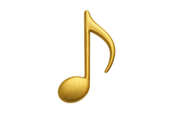 Golden musical eighth note symbol on transparent background
