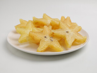 Star fruit on white background
