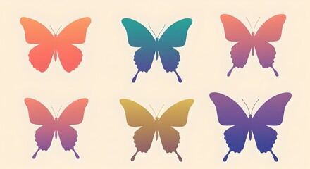 Colorful butterfly silhouette collection with smooth gradients and modern elegance.