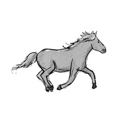 鉛筆画　リアル走る馬イラスト　手書き