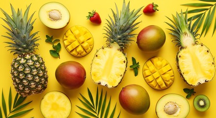 Pineapple mango kiwi and strawberry tropical fruit arrangement
