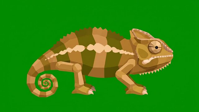 Cartoon Chameleon animation with green screen background suitable for explainer, intro, transition, overlay, chroma key effect, visual element.