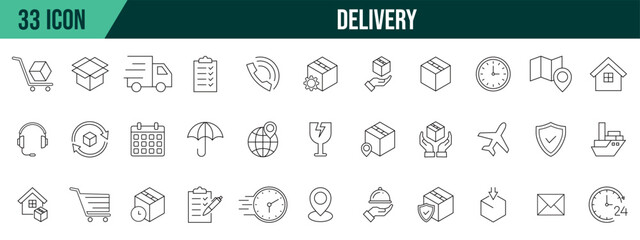 Delivery collection, editable and resizable vector icon templates.