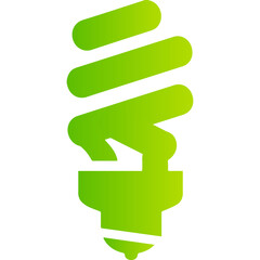 Vibrant green gradient spiral energy saving light bulb icon symbolizing innovation and bright ideas isolated on a white background