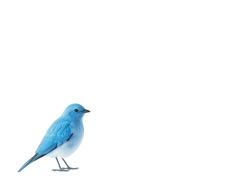 A vibrant mountain bluebird isolated on transparent background, displaying its striking blue plumage and delicate features in a clean, minimalist composition