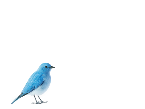 A vibrant mountain bluebird isolated on transparent background, displaying its striking blue plumage and delicate features in a clean, minimalist composition