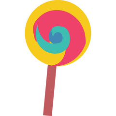 Vibrant Swirl Lollipop With Yellow Pink Teal And Blue Colors On A White Background