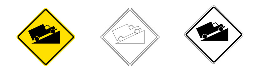 Steep uphill grade traffic sign in vector format