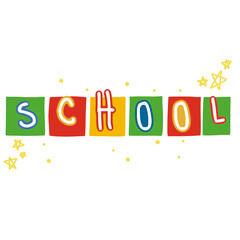 Cute School Word Hand Draw Art