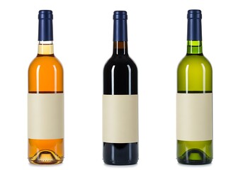 Three bottles of wine including red white and ros varieties