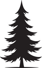 Obraz premium Black silhouette of a pine tree on white background