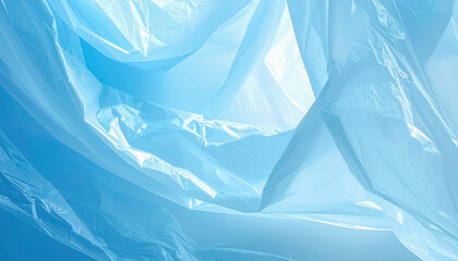 青い背景　くしゃくしゃのビニールをはった背景　機密・密閉