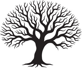 Obraz premium Black silhouette of a bare tree with spreading branches