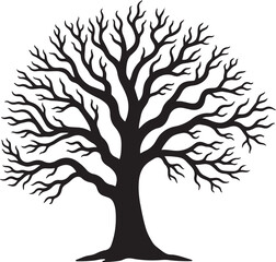 Obraz premium Black silhouette of a bare tree with spreading branches