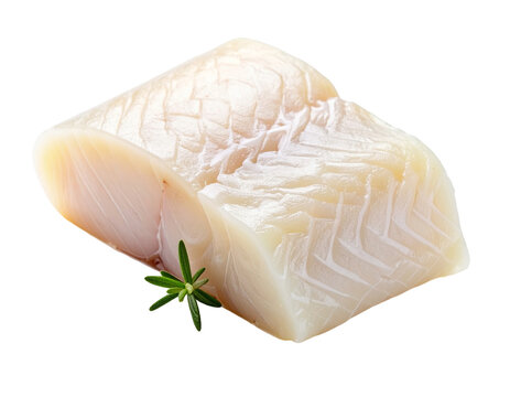 Raw White Fish Fillet Isolated on Transparent Background &ndash; Lean Seafood Protein
