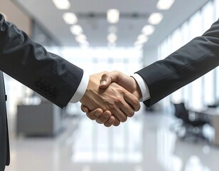 Business handshake in modern office, partnership, agreement, success, teamwork, corporate deal