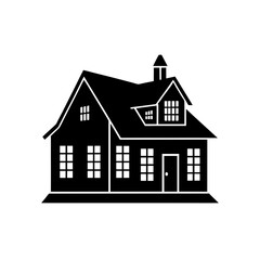 Silhouette of a house view on transparent background