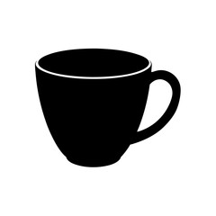 Simple black coffee cup on transparent background silhouette