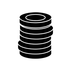Stack of round objects up on transparent background silhouette