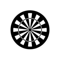 Dartboard black and white on transparent background silhouette