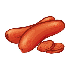 Smoked Sausage Hand Drawn Vector Illustration