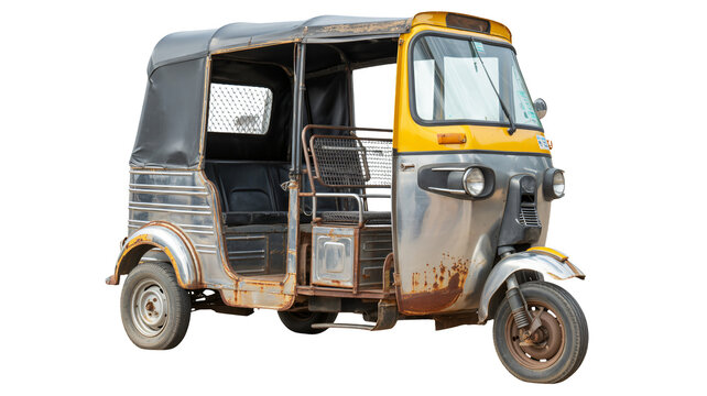 Authentic rickshaw ready for travel, bringing unique urban transportation