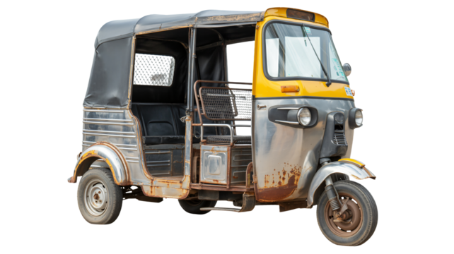 Authentic rickshaw ready for travel, bringing unique urban transportation