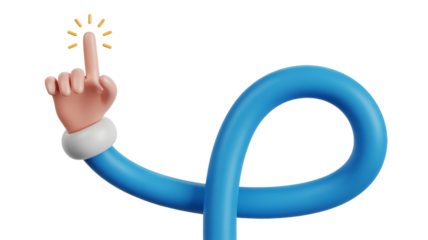 Creative 3D hand points up, perfect for guidance or call to action use