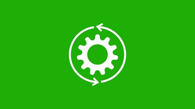 Gear wheel rotation animation on background.Animated of setting gear line ui icon. System settings. Processing. Part of mechanism
