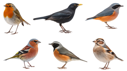 variety of birds, isolated on transparent background