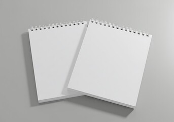 Two blank spiral bound notebooks on a gray background