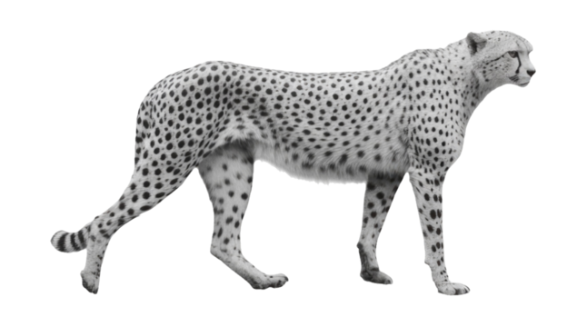 Realistic Cheetah Illustration on Transparent Background for Dynamic Visuals and Design