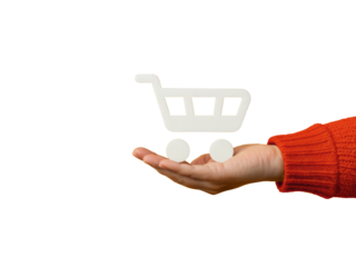 shopping cart on hand, online shopping concept