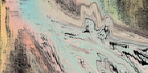 Abstract Glitch Art Liquid Marble Wave Background with Pastel Hues