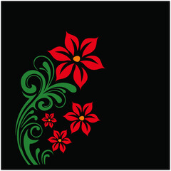 Ornamental Floral Design A classic black and white floral design element featuring elegant, curved leaves and intricate detailing. Perfect for use in decorative borders, logos