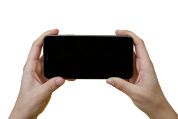 smartphone in hands, horizontal view