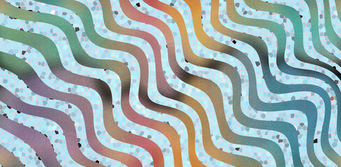 Wavy Retro Gradient Stripes with Grainy Texture Background