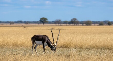 Blackbuck antelope grazing in grassland wildlife photography nature reserve animal kingdom wildlife conservation