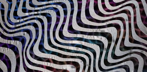 Fototapeta premium Abstract Wavy Lines Optical Illusion Pattern with Colorful Gradient Background