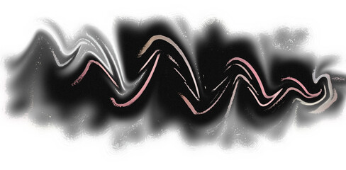Abstract Wavy Dark Smoke with Neon Lines on White Background