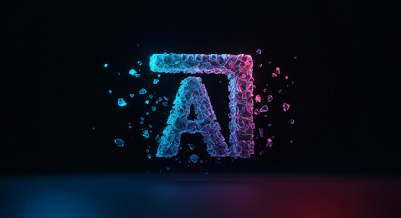 Dynamic visual of Artificial Intelligence formed by shimmering, interconnected particles, symbolizing innovation and future technology