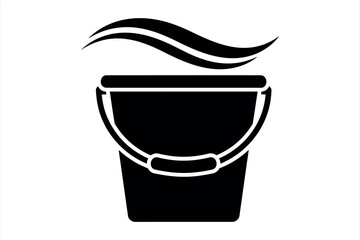 Simple Black Bucket with Steam Illustration
